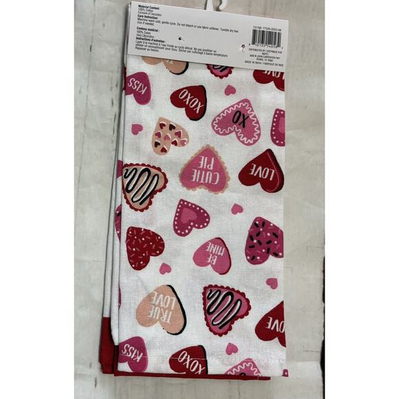 Valentines Dog Paw Hearts "You Are Pawsome" Kitchen Towel Set with Love Heart - Picture 2 of 2
